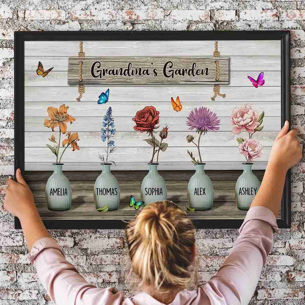 Custom Birth Month Flowers Poster, Mother's Day Gift For Grandma, Mom, Auntie