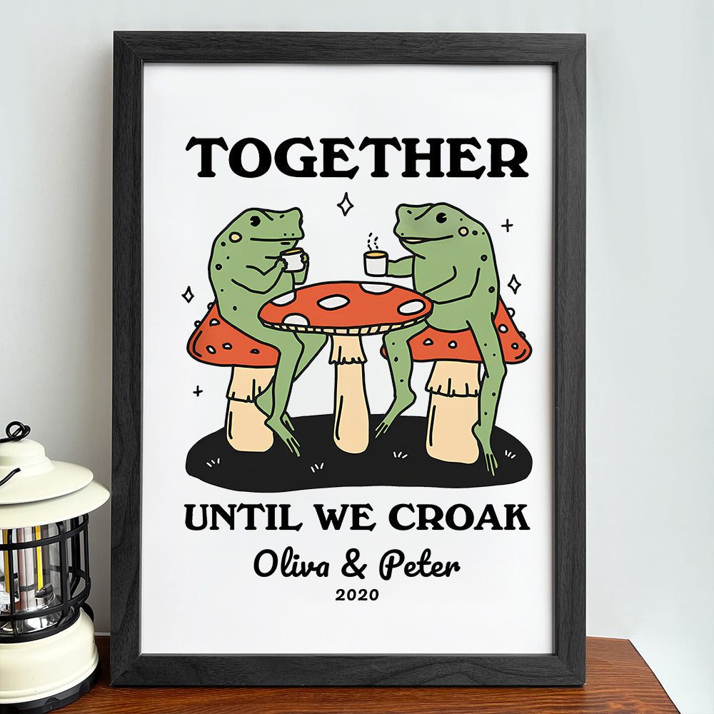 Personalized Frog Couple Print, Custom Frog Illustration Frame,Valentines Gift