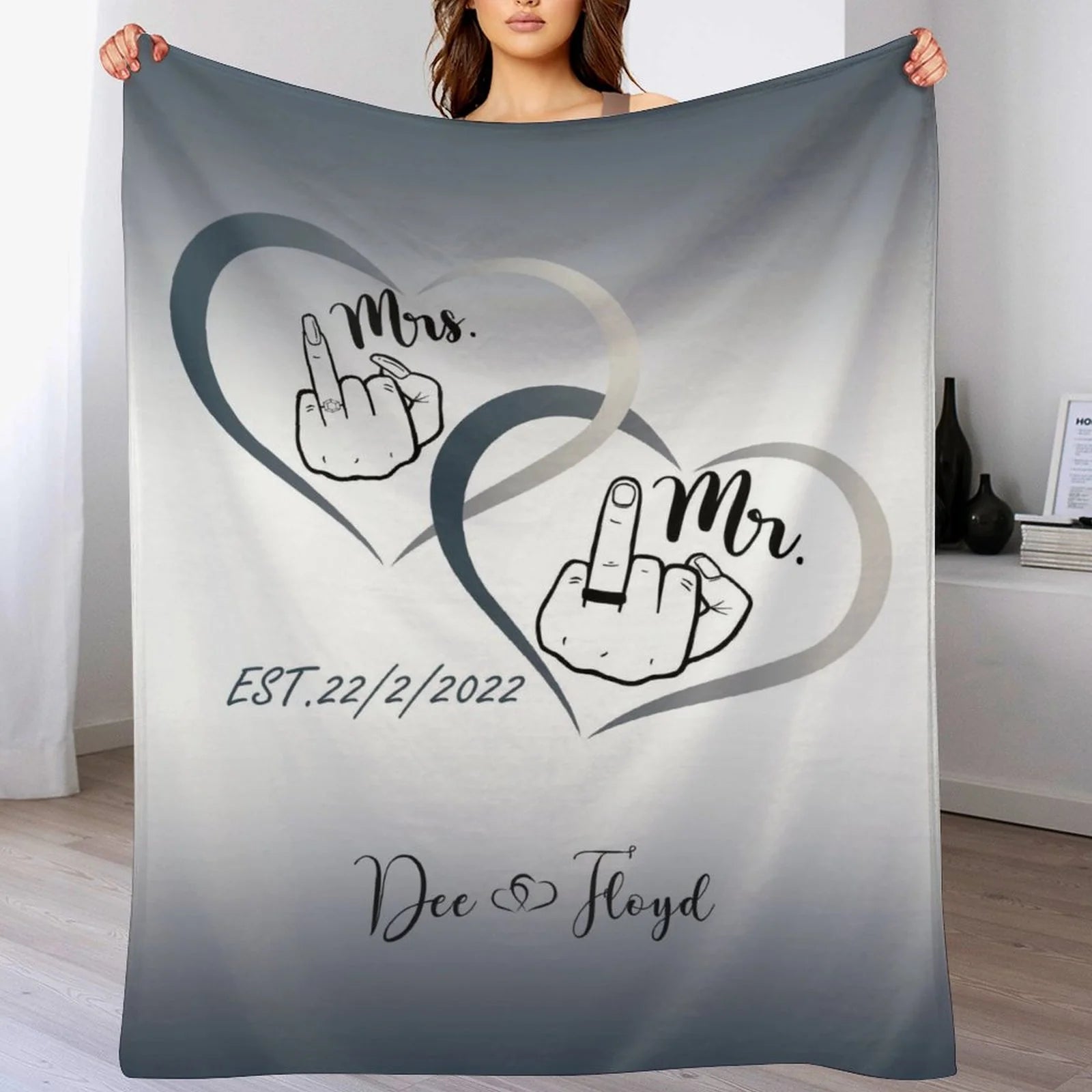 Personalized Couple throw blanket# anniversary gift for girlfriend, wife