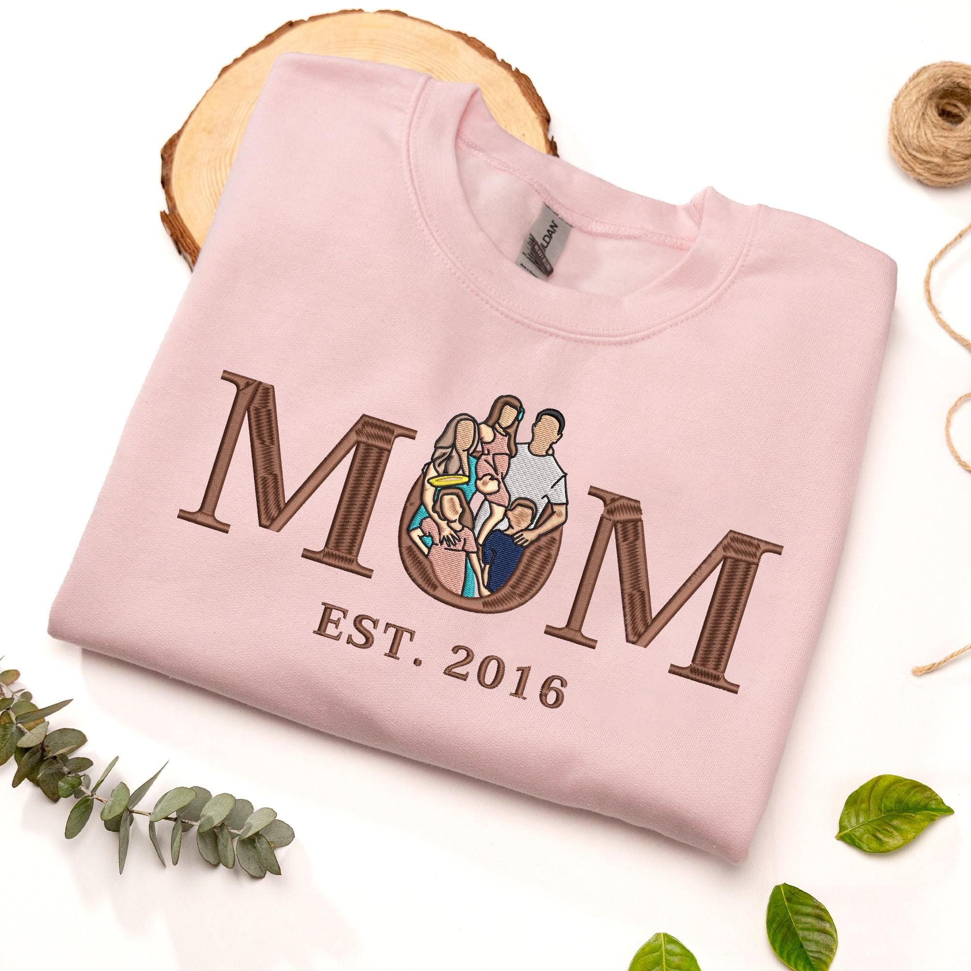 Customised Mum Embroidered Sweatshirt Personalised Mum Portrait Mother's Day