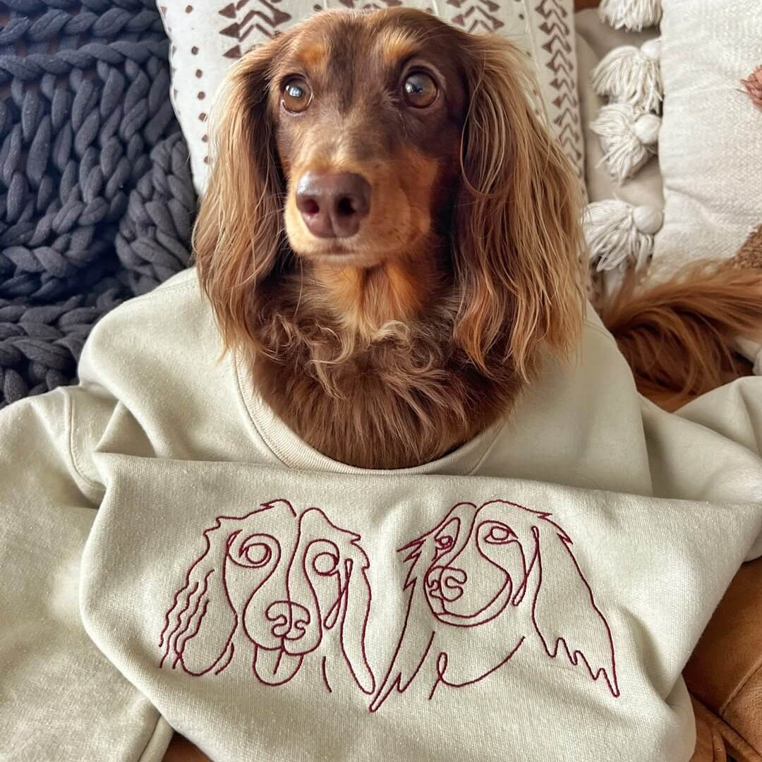 Custom Full Color/Outline Embroidered Pet Portrait Christmas Jumper Sweatshirt