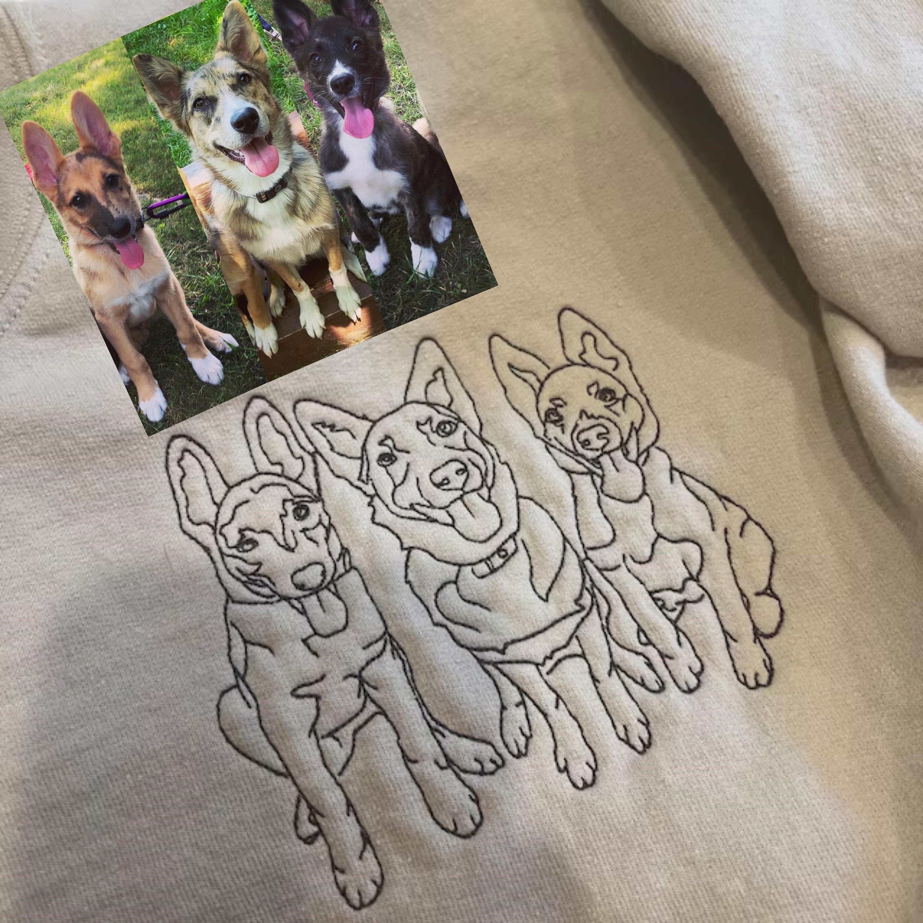 Custom Full Color/Outline Embroidered Pet Portrait Christmas Jumper Sweatshirt