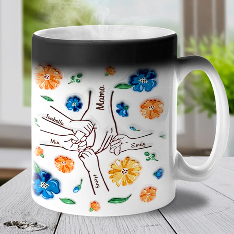 Mom, You Hold My Hand, Also My Heart - Color Changing Magic 3D Inflated Effect Printed Mug-For Mom,Mother's Day Gift