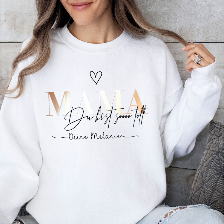 Personalized MAMA “You are soooo great” German Sweatshirt with Kids Name on Sleeve-Mother's Day Sale (Customized free)