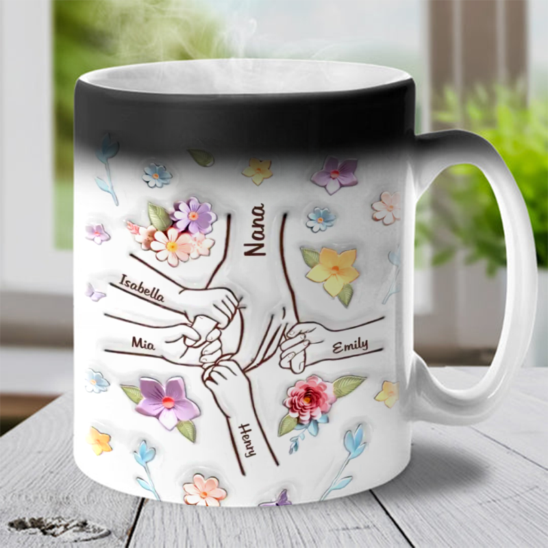 You Hold Our Hands, Also Our Hearts - Color Changing Magic 3D Inflated Effect Printed Mug-For Mom,Mother's Day Gift