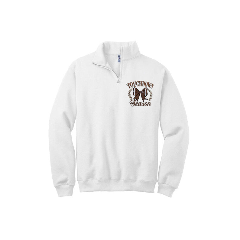 Embroidery Touch Down Season Football Quarterzips Sweatshirt