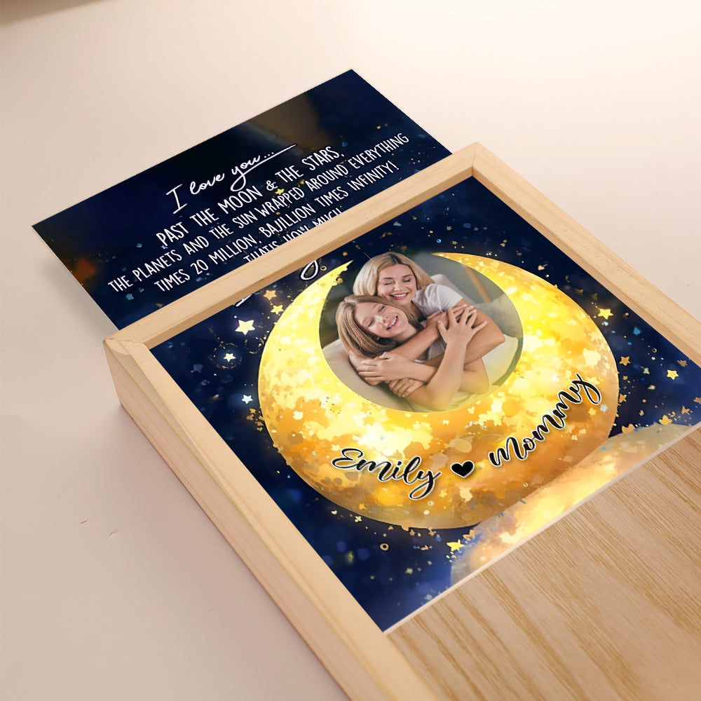 Custom Photo Light Frame Gifts For Mom I Love You Past The Moon