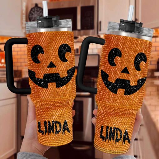 Halloween Tumbler - Personalized Pumpkin Bling 40 Oz Tumbler