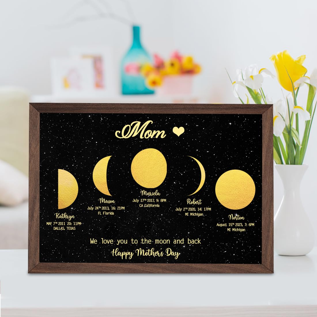 🌔Custom Moon Phase Frame Night Sky Print Family Gift