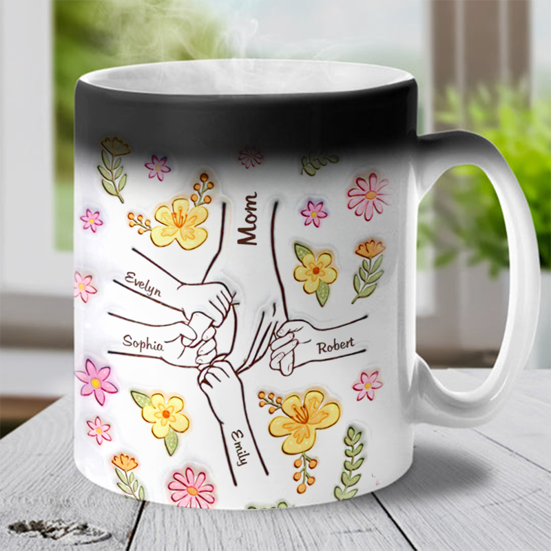 Hold My Hand, Hold My Heart - Color Changing Magic 3D Inflated Effect Printed Mug-For Mom,Mother's Day Gift