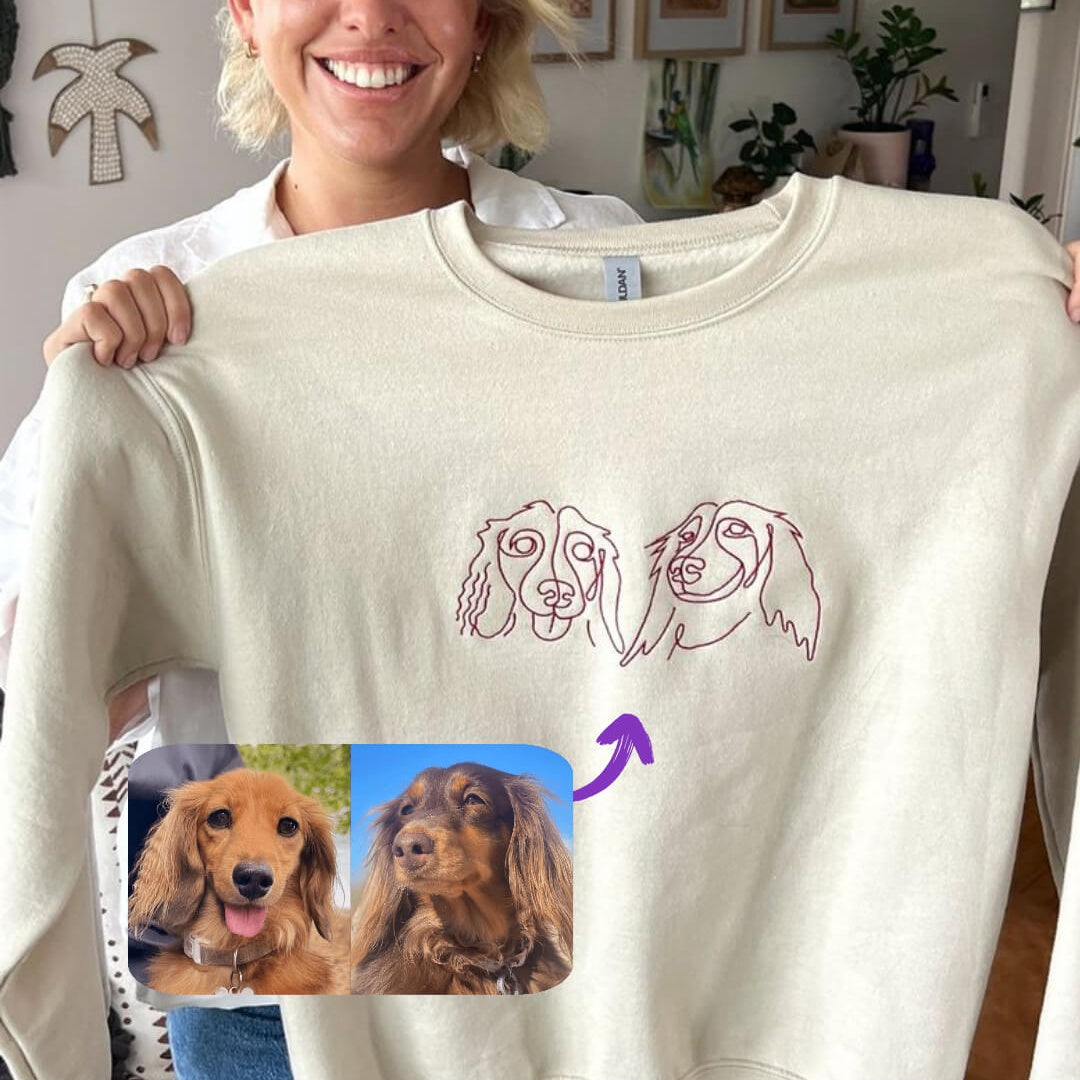 Custom Full Color/Outline Embroidered Pet Portrait Christmas Jumper Sweatshirt