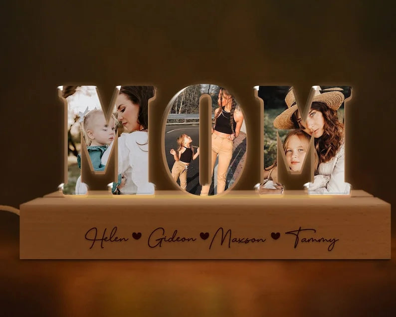 Personalized Photo Night Light, Gift for Mom, 3D Photo Night Lamp, Mom Birthday Gifts