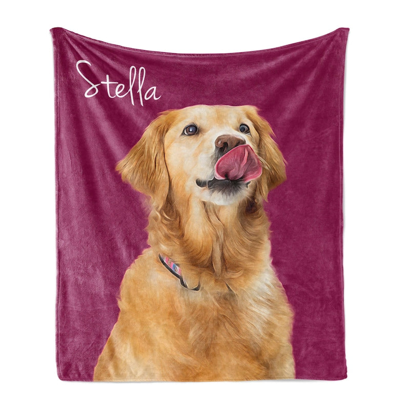 Personalized Pet Portrait Photo Fleece Blanket