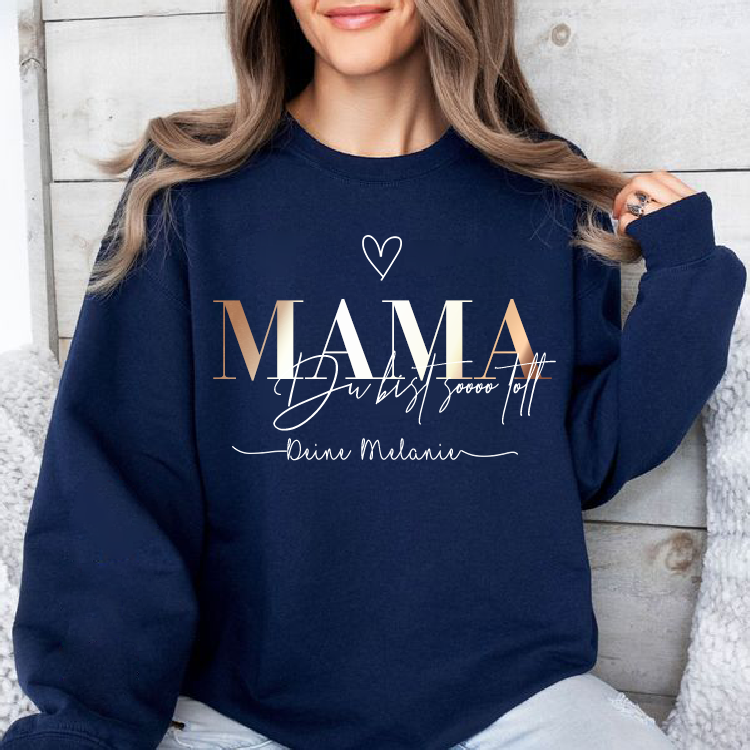 Personalized MAMA “You are soooo great” German Sweatshirt with Kids Name on Sleeve-Mother's Day Sale (Customized free)