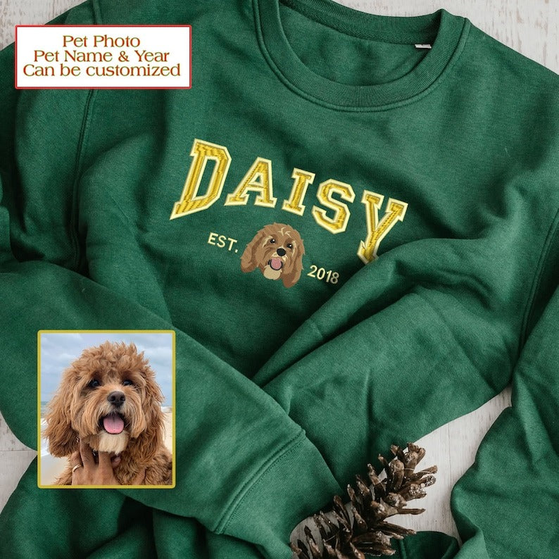 Custom Full Color/Outline Embroidered Pet Portrait Christmas Jumper Sweatshirt