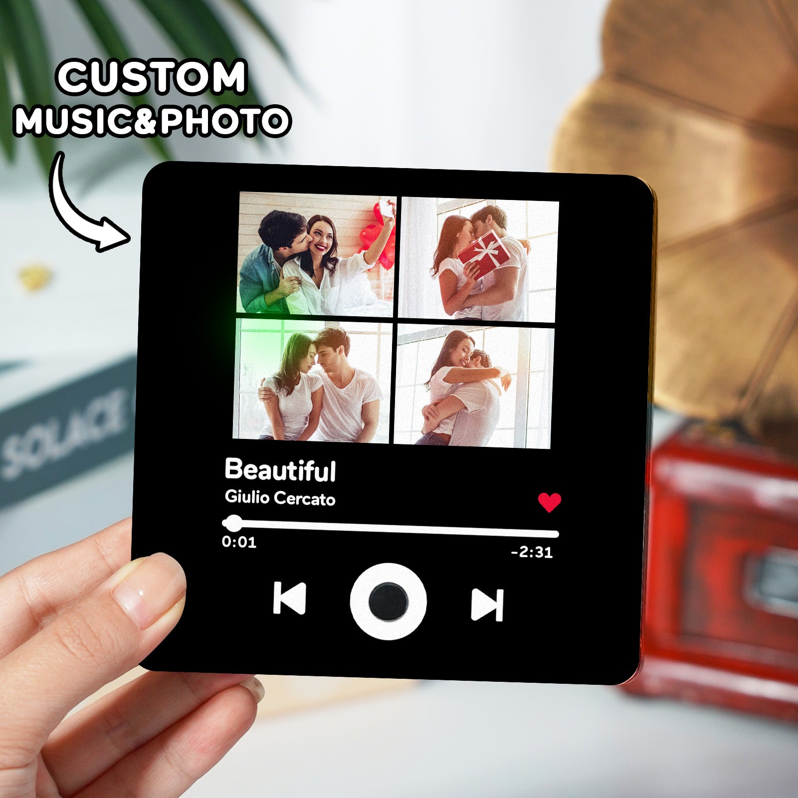 Personalized Custom Photo Music Fridge Magnet Can Play Songs and Adjust Volume, Gifts for Her