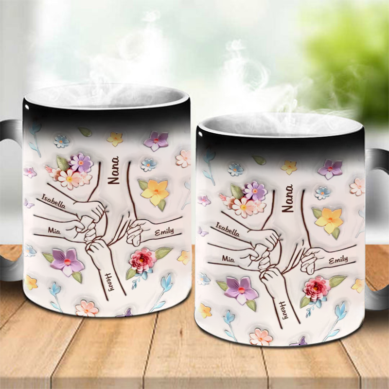 You Hold Our Hands, Also Our Hearts - Color Changing Magic 3D Inflated Effect Printed Mug-For Mom,Mother's Day Gift