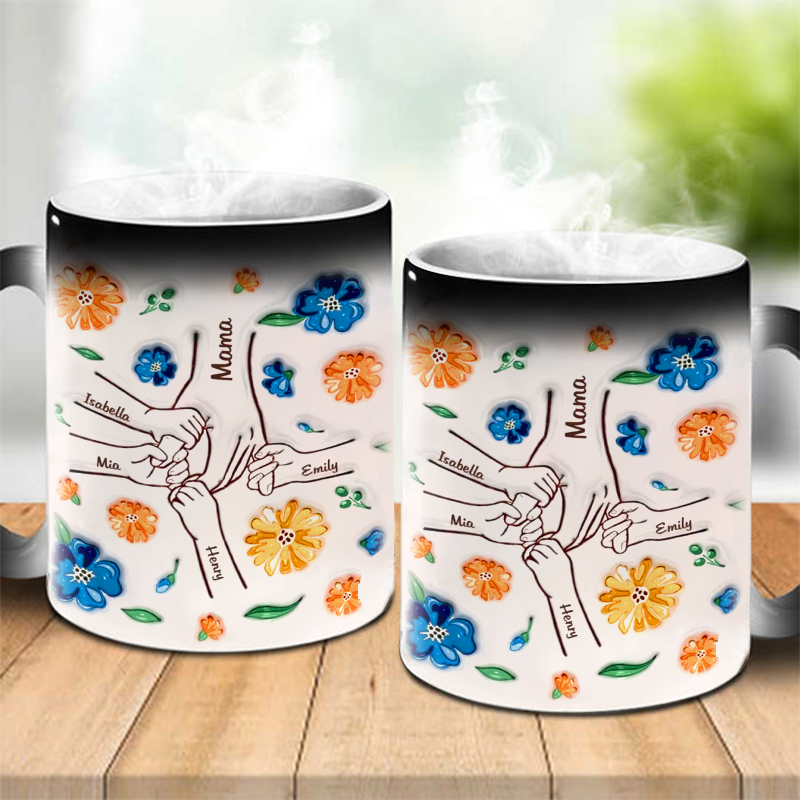 Mom, You Hold My Hand, Also My Heart - Color Changing Magic 3D Inflated Effect Printed Mug-For Mom,Mother's Day Gift