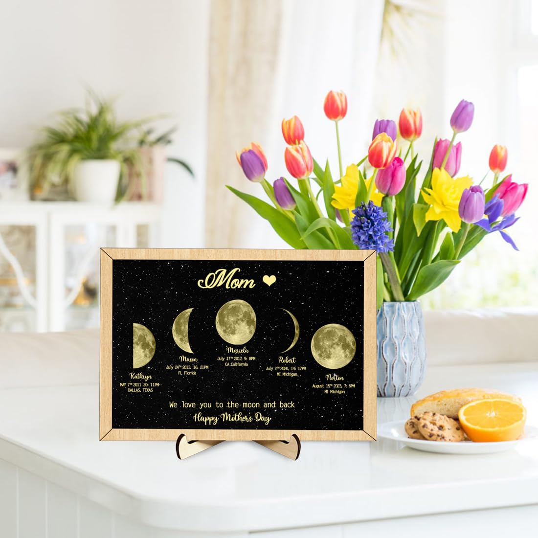 🌔Custom Moon Phase Frame Night Sky Print Family Gift (Customized free)