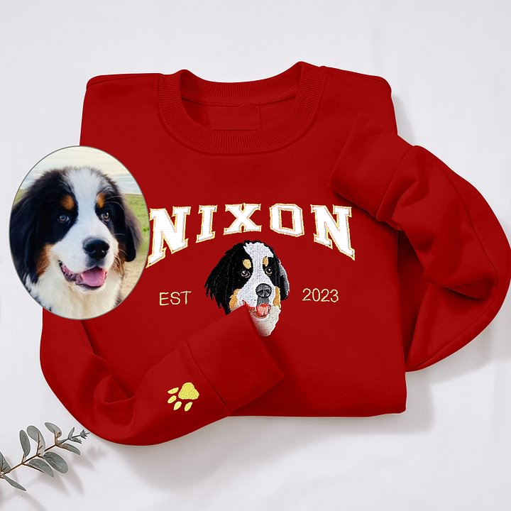 Custom Full Color Embroidered Sweatshirt With Pet Portrait