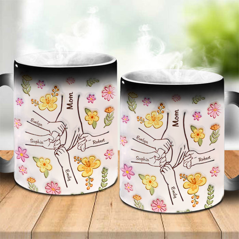 Hold My Hand, Hold My Heart - Color Changing Magic 3D Inflated Effect Printed Mug-For Mom,Mother's Day Gift