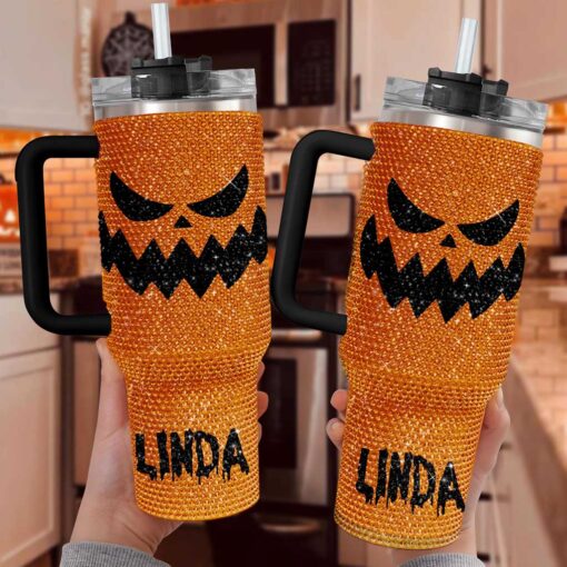 Halloween Tumbler - Personalized Pumpkin Bling 40 Oz Tumbler