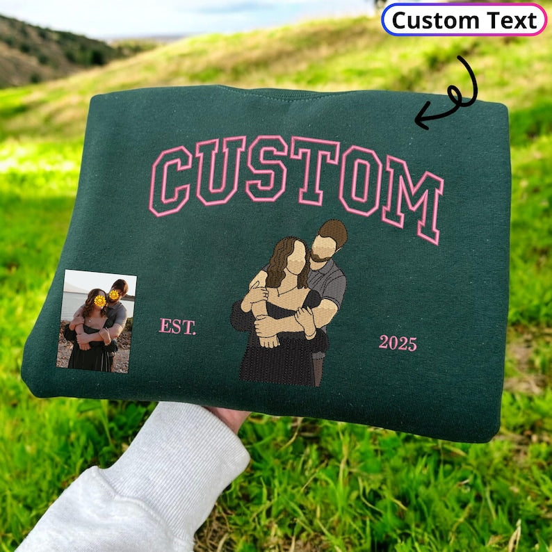 Personalized Embroidered Portrait from Photo Hoodie