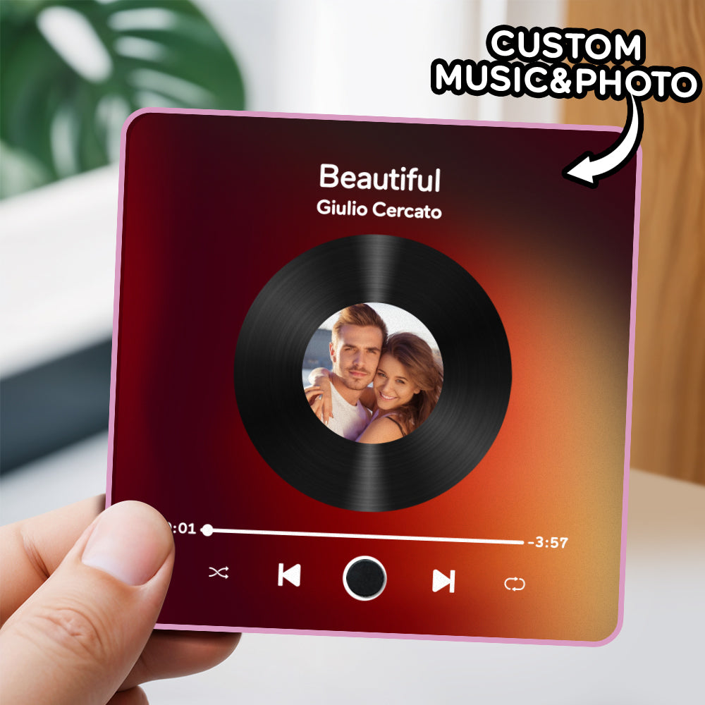 Personalized Custom Photo Music Fridge Magnet Can Play Songs and Adjust Volume, Gifts for Her