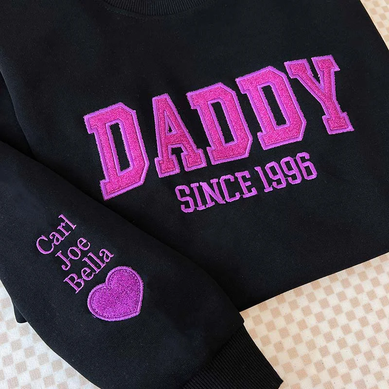 Custom Embroidered Glitter Vinyl DAD Sweatshirt-Gift For Dad & Grandpa-Father's Day