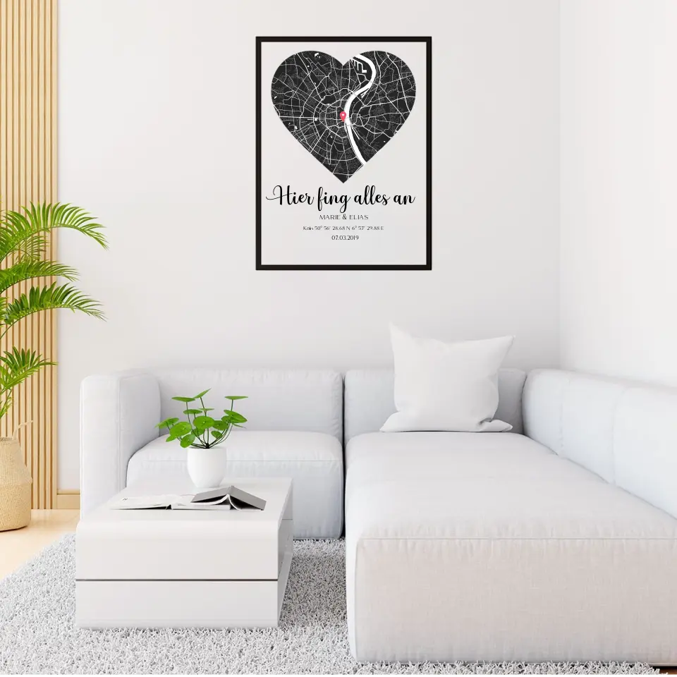 Hier fing alles an - Personalizable Couple Art Frame