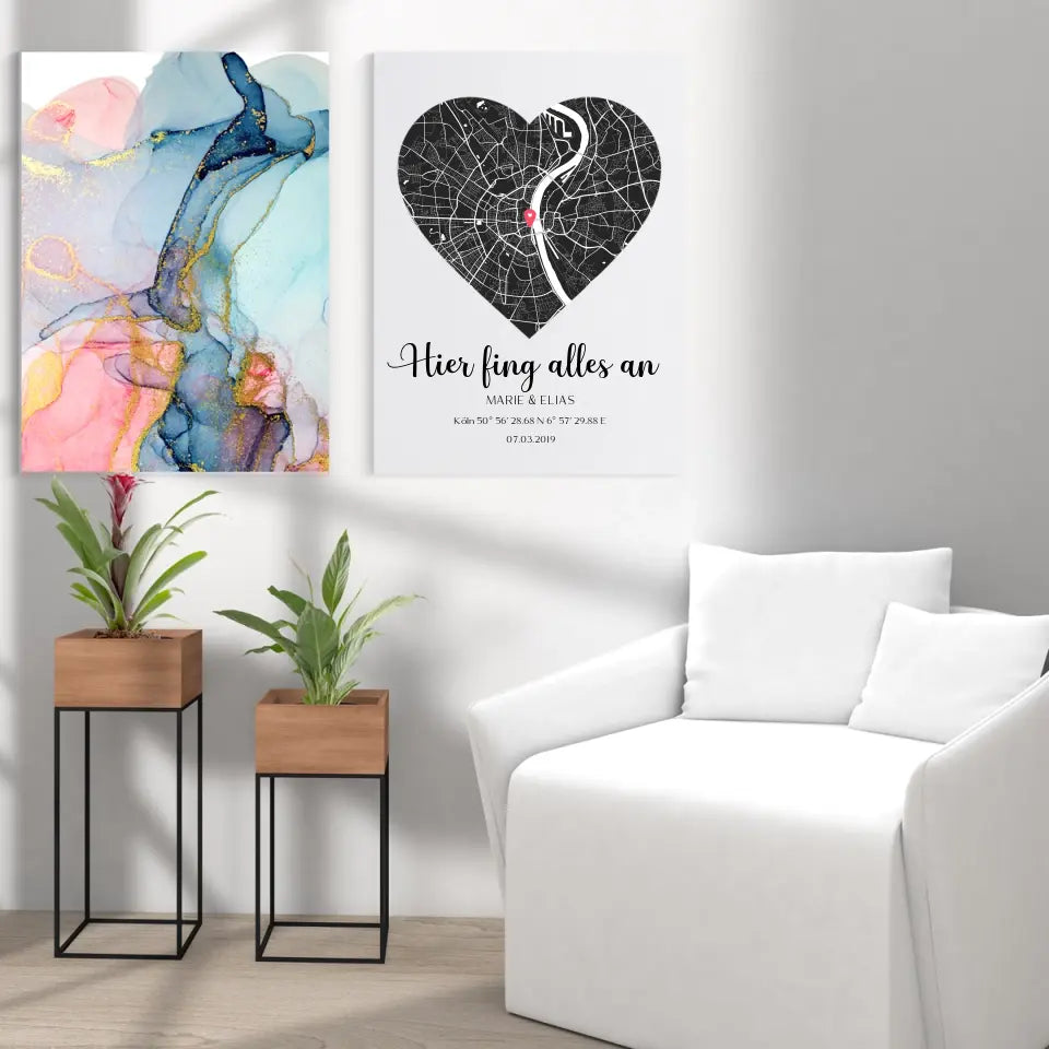 Hier fing alles an - Personalizable Couple Art Frame