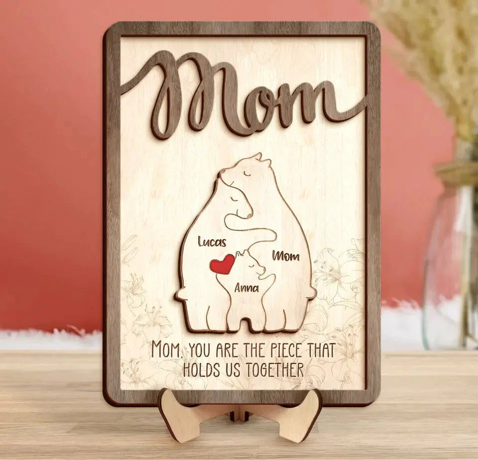 Personalized Bear Family Animal Puzzle Name Photo Frame 🎁Warm Mother's Day Gift (Customized free)