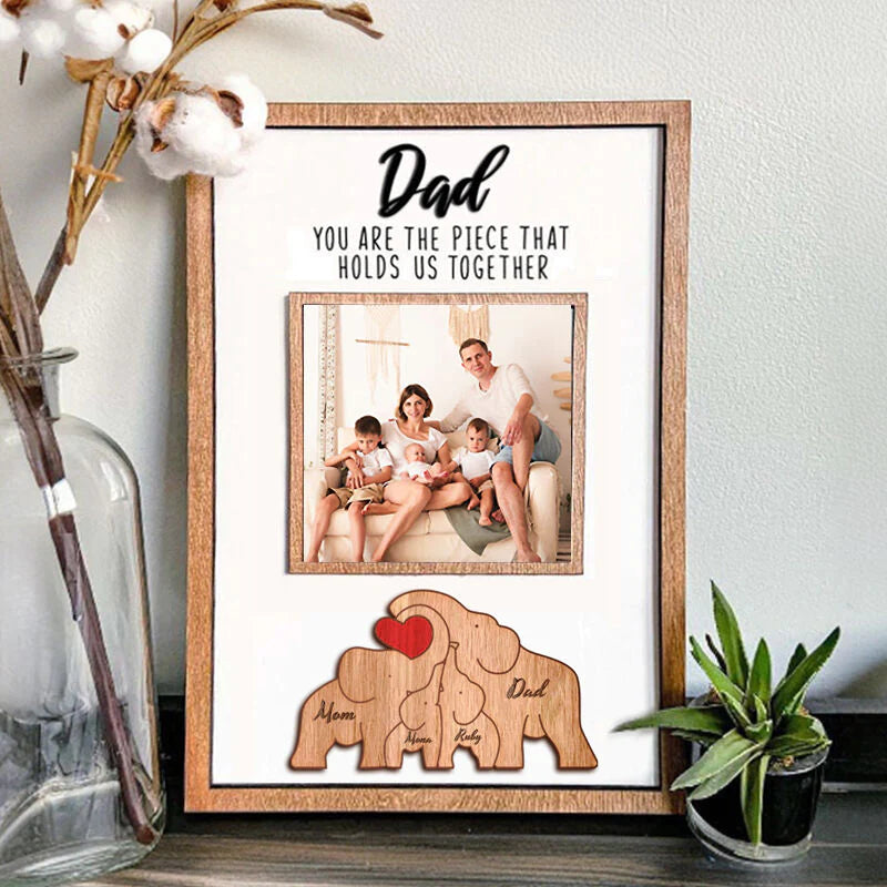 Personalized Elephant Family Puzzle Photo Frame 🎁Mother's Day Gift (Customized free)