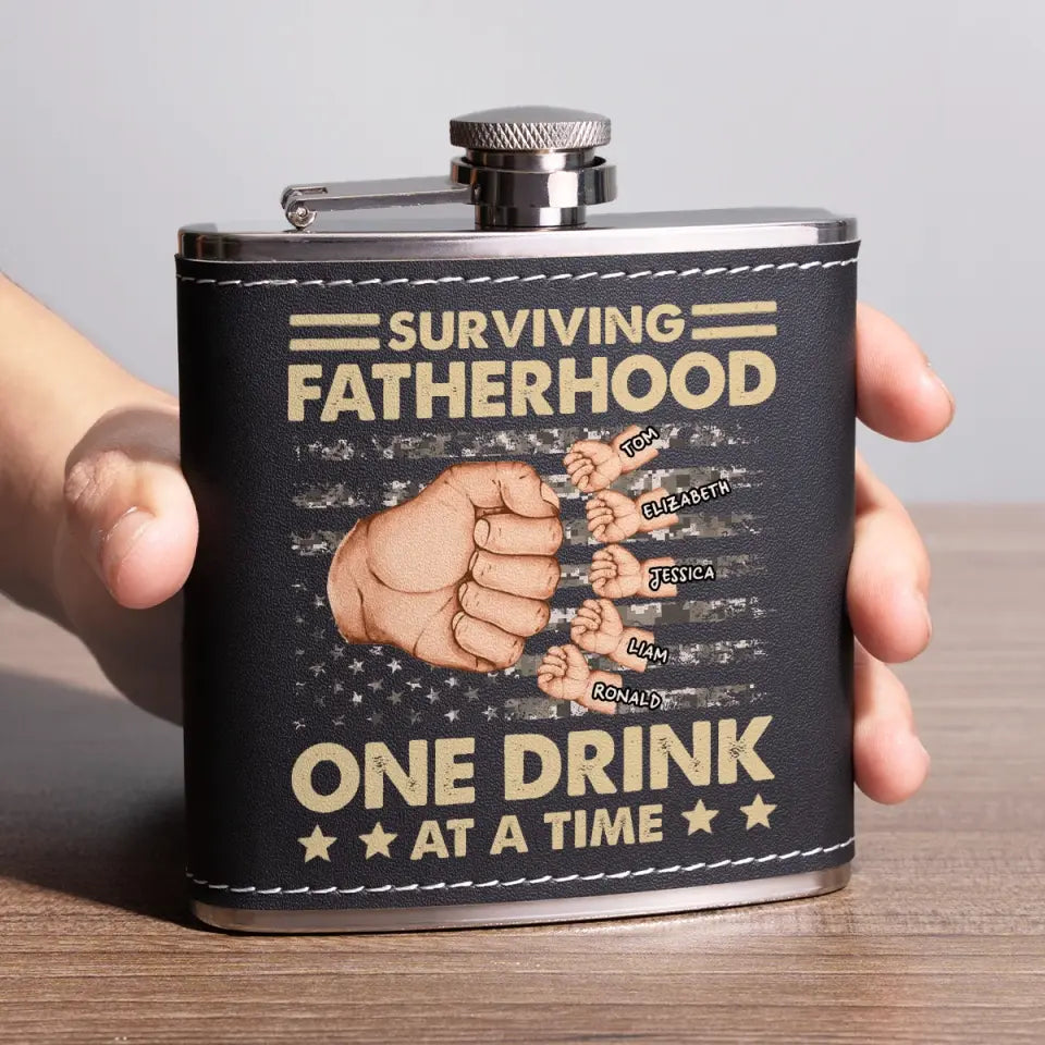 To Dad, From The Reasons You Drink - Family Personalized Custom Hip Flask