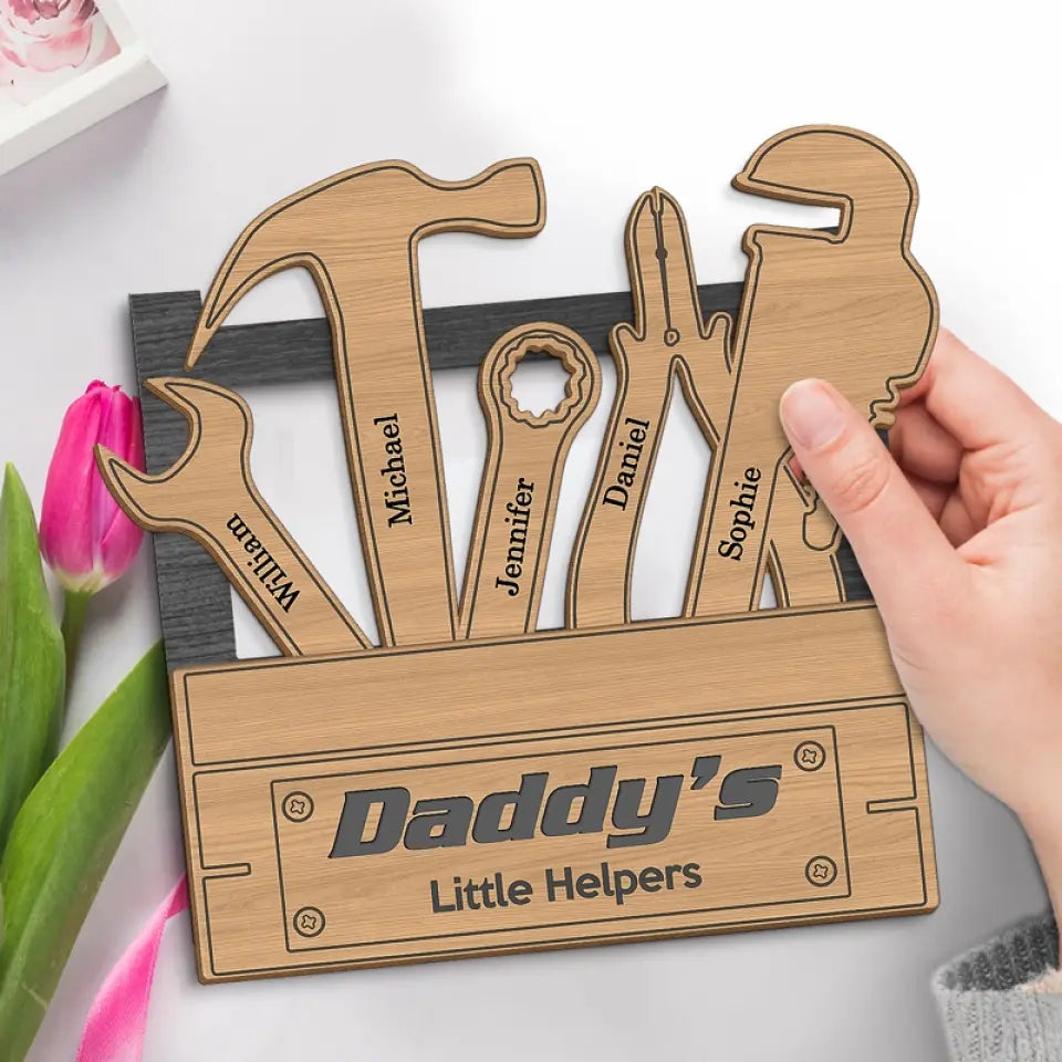 I'm Daddy's Little Helper - Family Personalized Custom Wooden Plaque - Father's Day Gifts