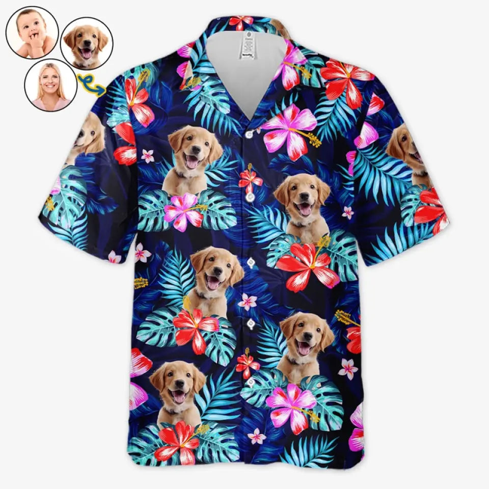 Custom Pet Photo It's Summer & Time For Wandering - Unisex Tropical Hawaiian Aloha Shirt