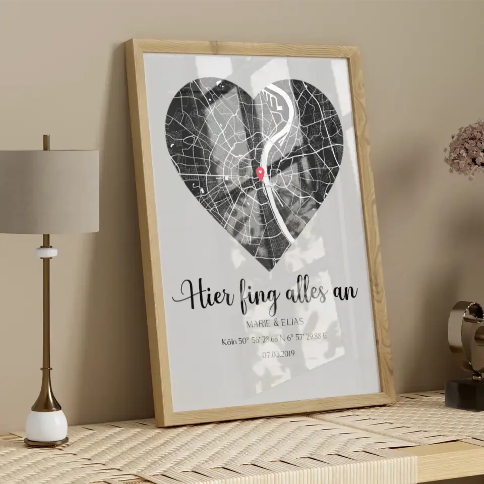 Hier fing alles an - Personalizable Couple Art Frame