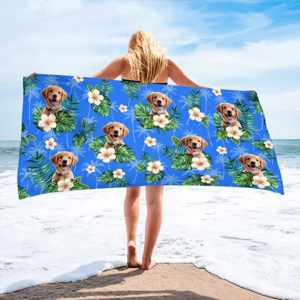 Custom Photo Hot Days, Cool Pets - Dog & Cat Personalized Custom Beach Towel