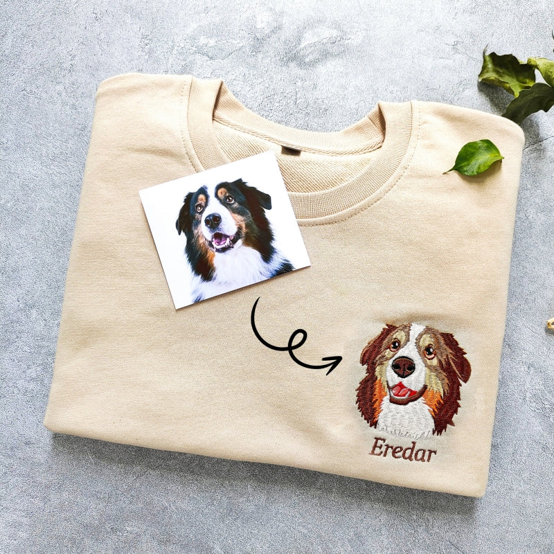 Custom Full Color/Outline Embroidered Pet Portrait Christmas Jumper Sweatshirt