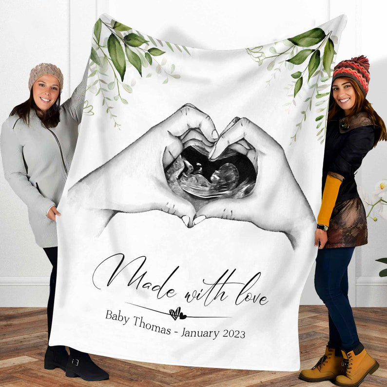 Custom Ultrasound Photo Blanket For Expecting Mom Gift