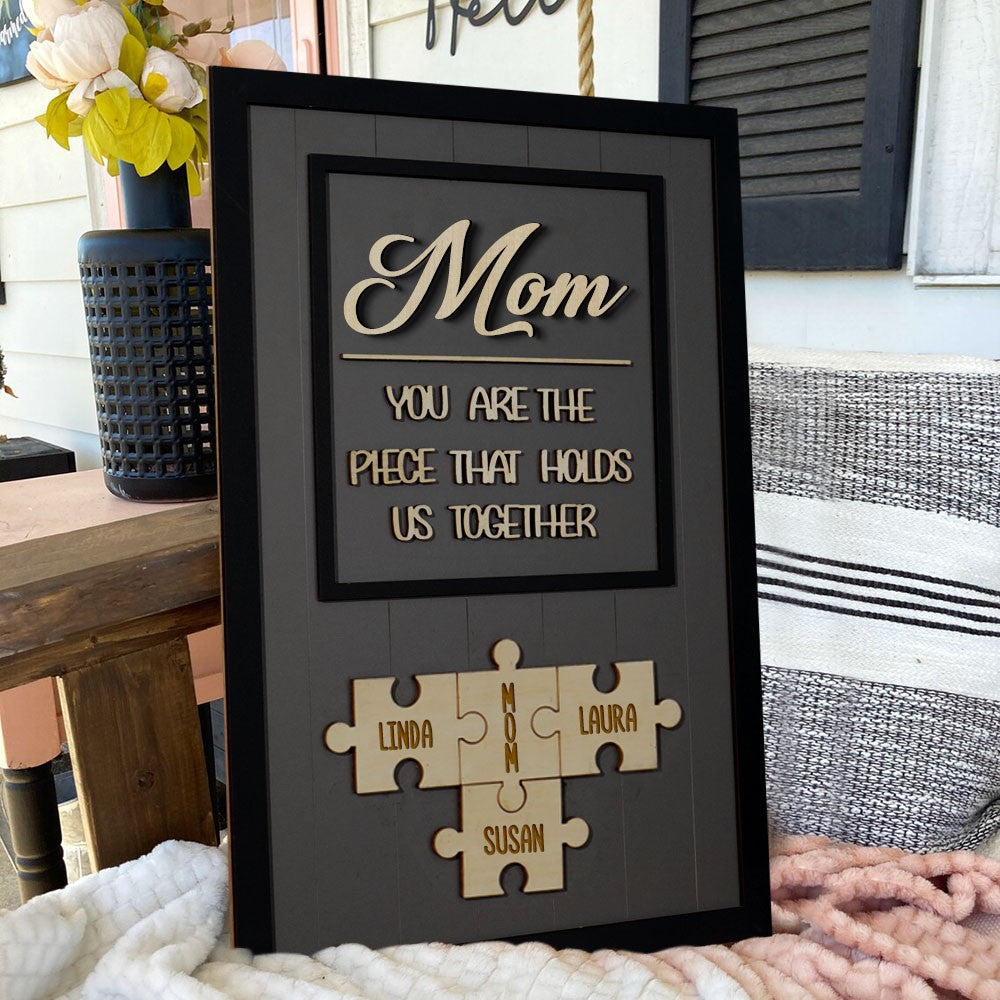 Mother's Day Wood Puzzle Sign Custom Gift For Mom (Customized free)