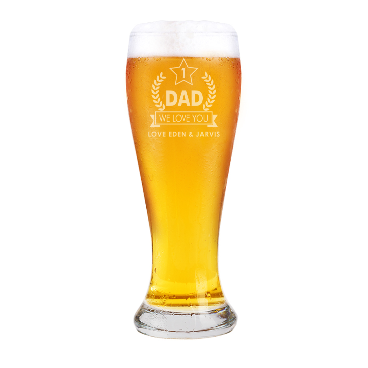 Father's Day Engraved 425 ml Tall Schooner Beer Glass