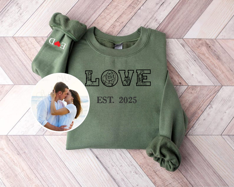 Personalized Photo Portrait Outline Embroidery Hoodie