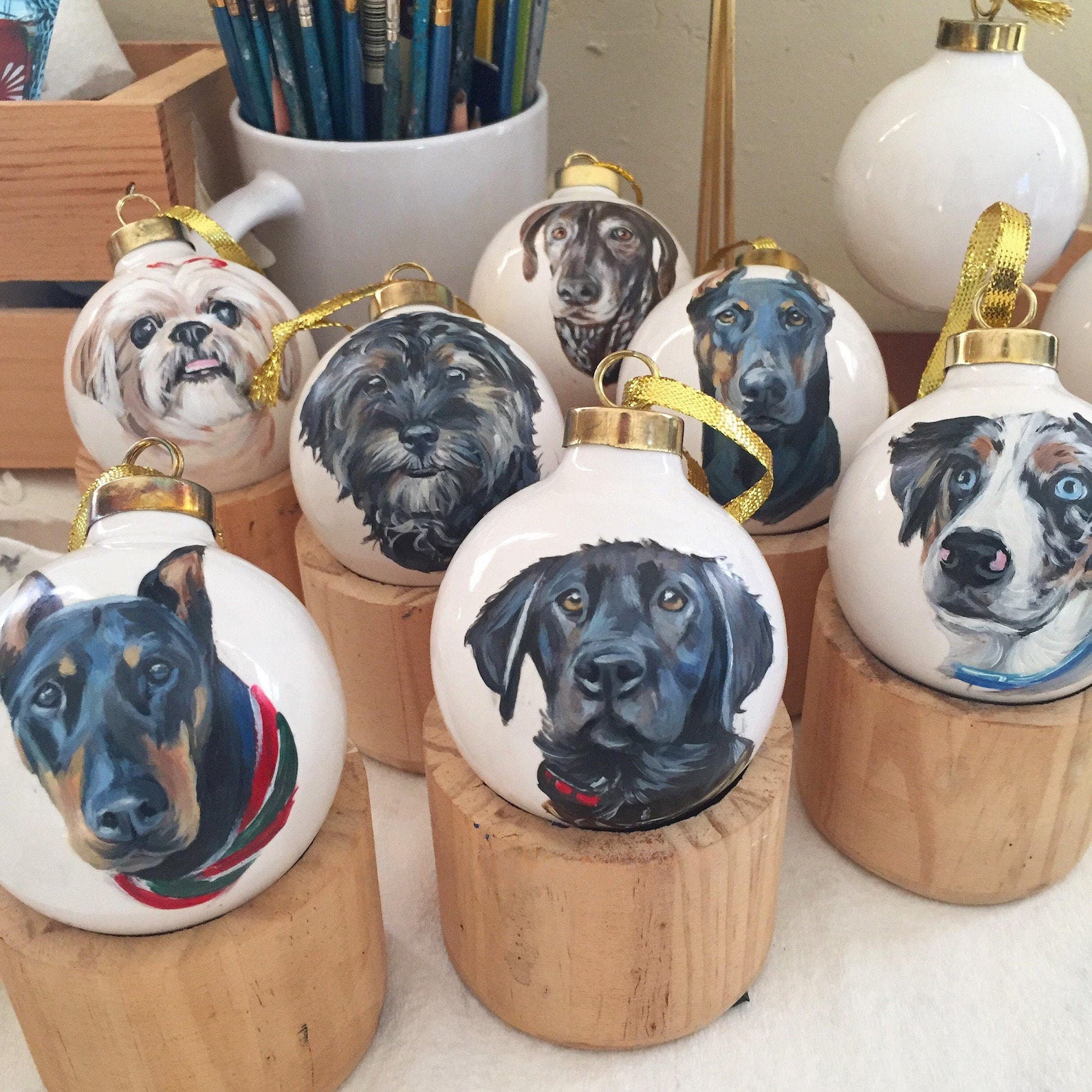 🎄Custom Pet Portrait Ceramic, Hand Painted from Your Photographs, Dog, Cat, Horse, Personalized Gift, Christmas Gift