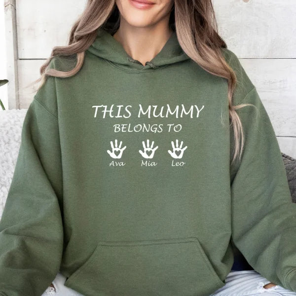 This Mummy Belongs, Custom Mama Hoodie Sweatshirt, Mother's Day Gift, Mothers Day Hoodie