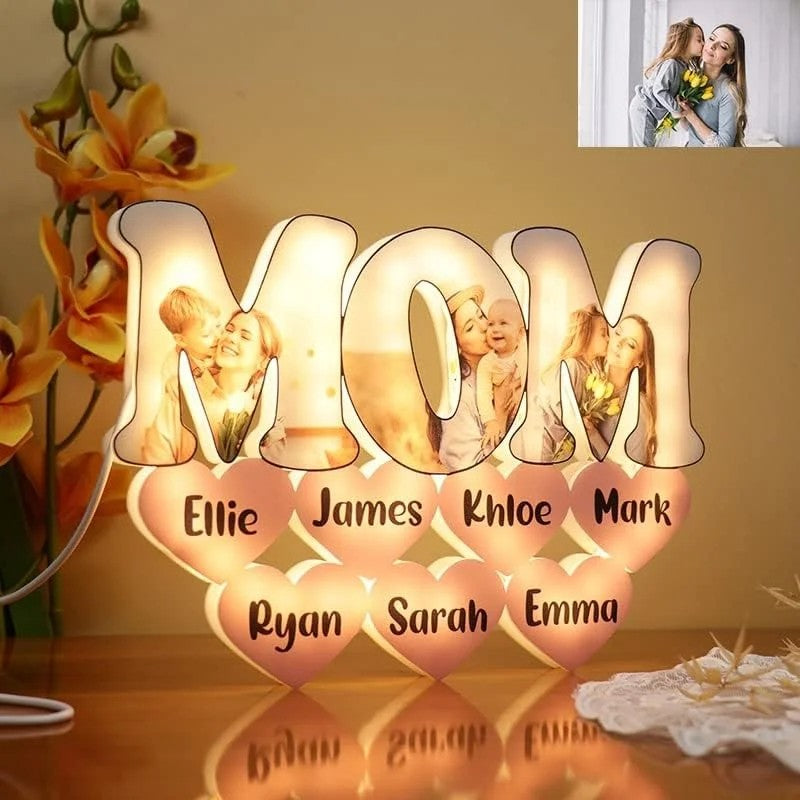 Personalized Photo Letter Night Light Acrylic Lamp Gifts for Mom Grandma Nana Wife