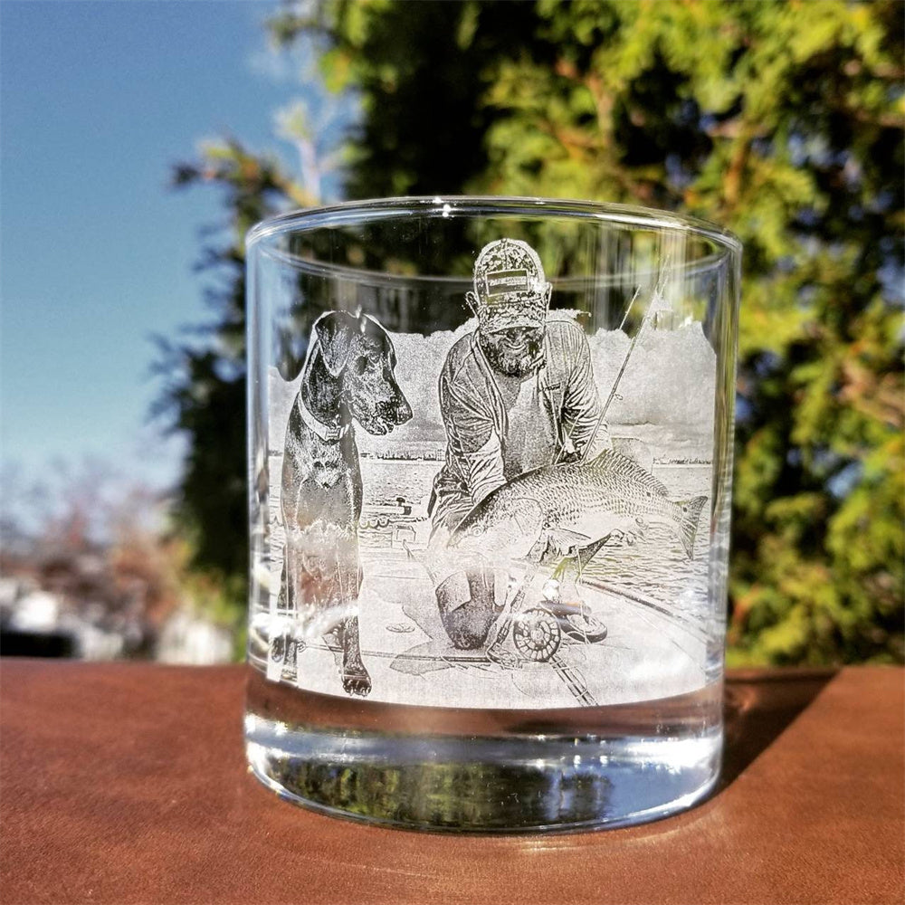 Etched Picture Rocks Glass Father's Day Personalized Whiskey Glass