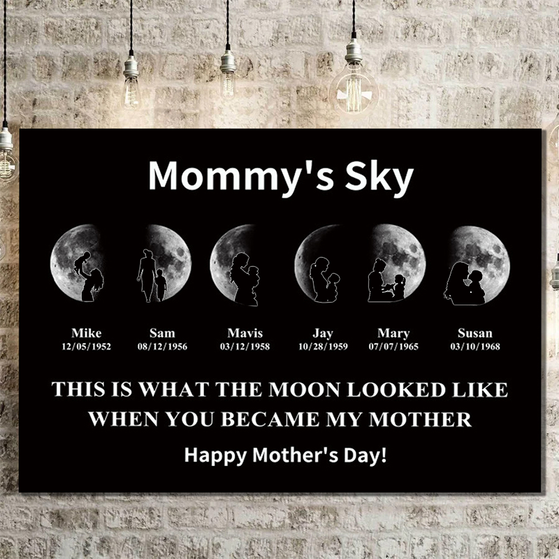 Custom Moon Phase Art Frame Customized Moon Phase with People Silhouette Frame (Customized free)