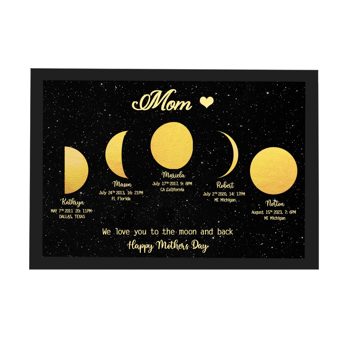 🌔Custom Moon Phase Frame Night Sky Print Family Gift