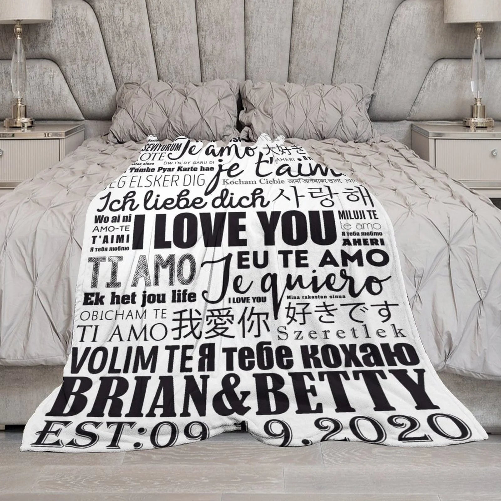 Personalized Couple throw blanket # anniversary gift for girlfriend, wife